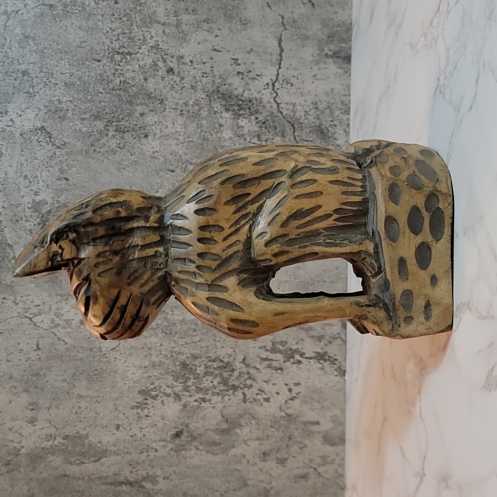Vintage Wooden Hand Carved Folk Art Cat statue - Picture 4 of 8